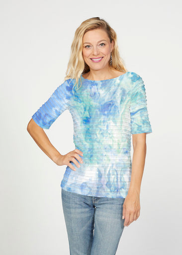 Francesca (16249) ~ Banded Elbow Sleeve Boat Neck Top