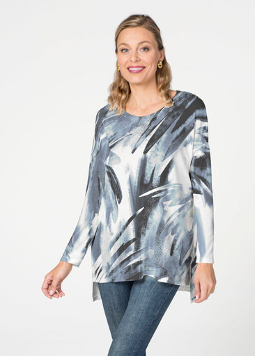 Brush Strokes Black (17167) Slouchy Butterknit Top