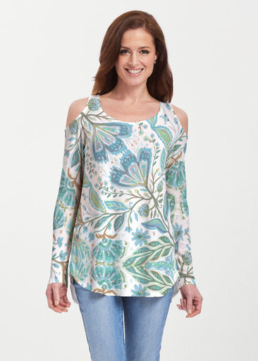 Spring Fantasy Green (17172) ~ Butterknit Cold Shoulder Tunic