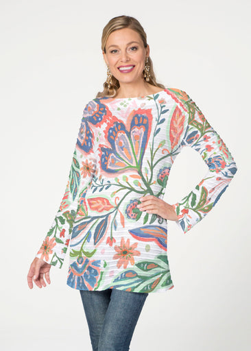 Spring Fantasy Pink  (17225) ~ Banded Boatneck Tunic