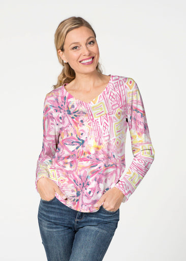 Lilly Pink (17250) ~ French Terry V-neck Top