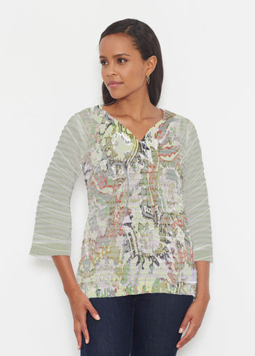 Jungle Escape (19156) ~ Banded 3/4 Bell-Sleeve V-Neck Tunic