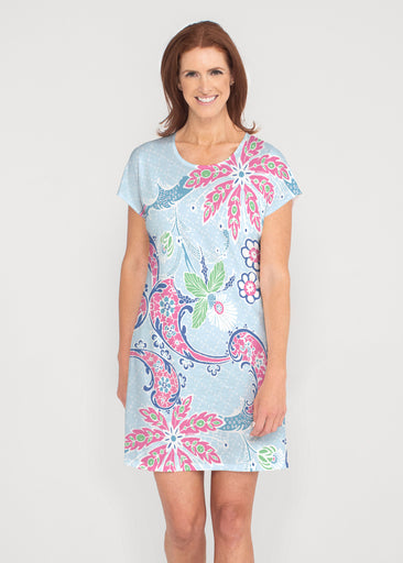 Tropical Island (2029) ~ French Terry Short Sleeve Crew Dress