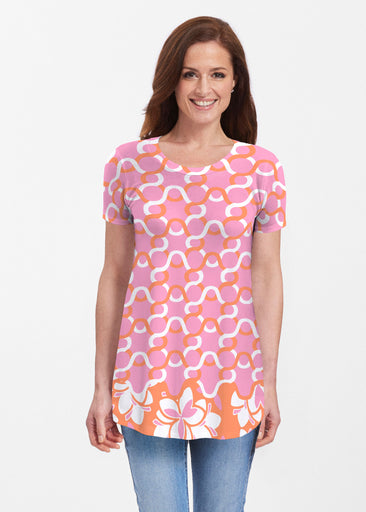 Squiggles Pink (20341) ~ Butterknit Short Sleeve Tunic