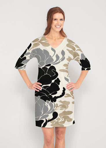 Lotus Grey (23057) ~ Lucy 3/4 Sleeve V-Neck Dress