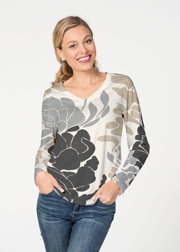 Lotus Grey (23057) ~ French Terry V-neck Top
