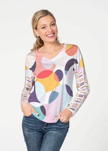 Marble Chevron (25065) ~ French Terry V-neck Top