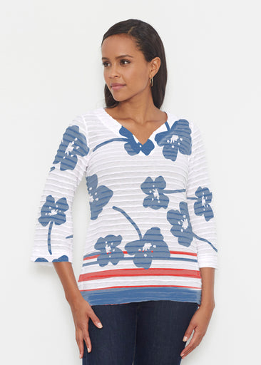 Pick Your Bloom (25067) ~ Banded 3/4 Bell-Sleeve V-Neck Tunic