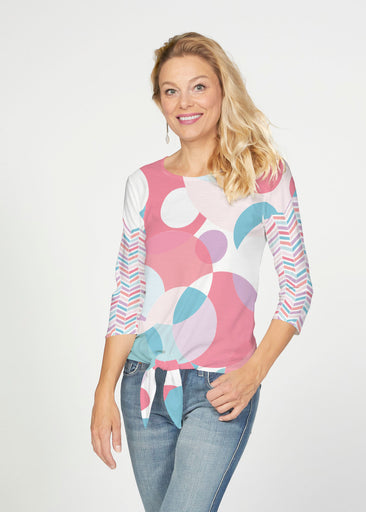 Marble Chevron Pastel (25111) ~ French Terry Tie 3/4 Sleeve Top