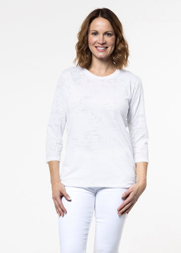 Natural White (5555) ~ Signature 3/4 Sleeve Crew Neck Top