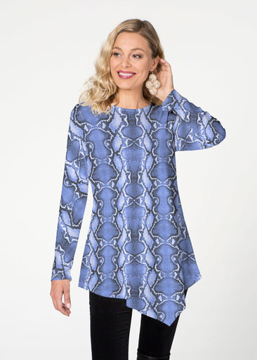 Python Blue (7275) ~ Asymmetrical French Terry Tunic