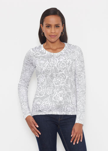 Freehand Floral Grey (7605) ~ Signature Long Sleeve Crew Shirt