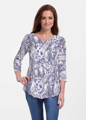 Abstract Leopard (7647) ~ Signature V-neck Flowy Tunic