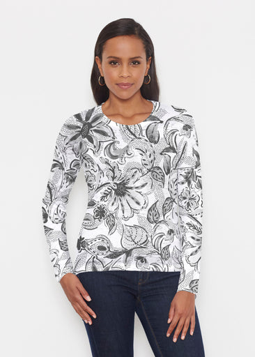 Baltic Watercolor Black (7697) ~ Signature Long Sleeve Crew Shirt