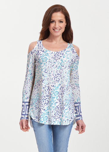 Cat Blue (7755) ~ Butterknit Cold Shoulder Tunic