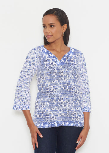Oh Stamped (7784) ~ Banded 3/4 Bell-Sleeve V-Neck Tunic