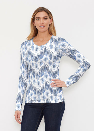 Tonal Waves Blue (7804) ~ Thermal Long Sleeve Crew Shirt