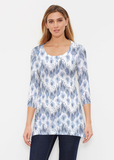 Tonal Waves Blue (7804) ~ Buttersoft 3/4 Sleeve Tunic