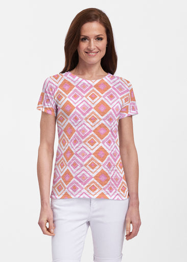 Cubed Pink (7809) ~ Sheer Short Sleeve Crew Shirt