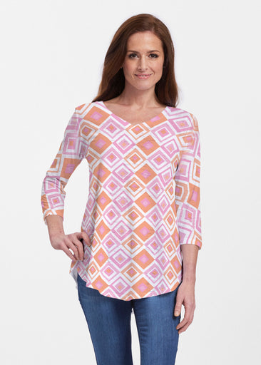 Cubed Pink (7809) ~ Signature V-neck Flowy Tunic