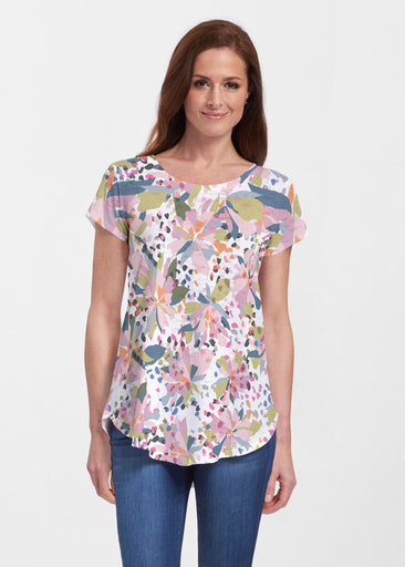 Floral Leopard (7810) ~ Signature Short Sleeve Scoop Neck Flowy Tunic