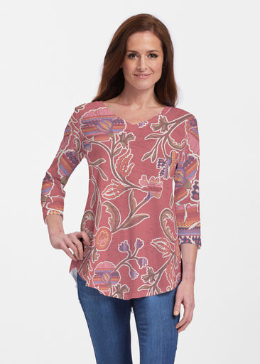 Patterns At Play Apricot (7826) ~ Signature V-neck Flowy Tunic