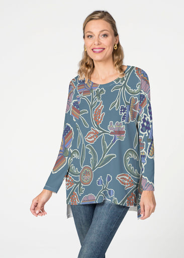 Patterns At Play Blue (7827) Slouchy Butterknit Top