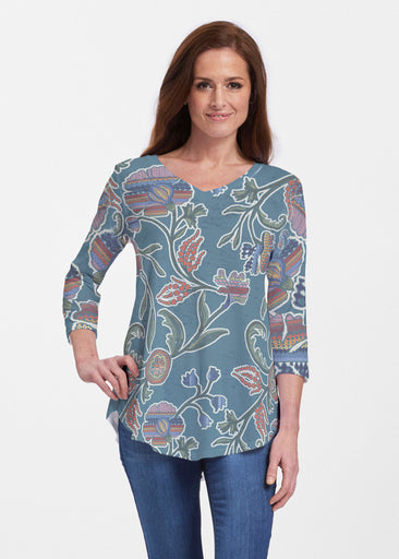 Patterns At Play Blue (7827) ~ Signature V-neck Flowy Tunic
