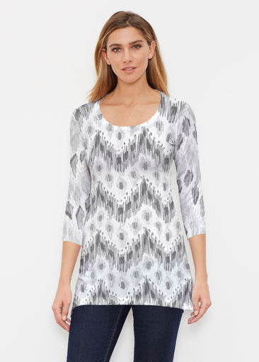 Tonal Waves Black (7834) ~ Buttersoft 3/4 Sleeve Tunic