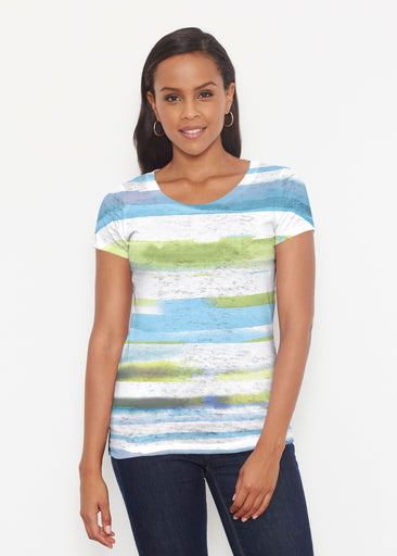 Multi Stripe Blue (7843) ~ Signature Short Sleeve Scoop Shirt