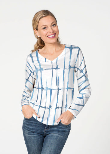 Knotted Tie Dye (7844) ~ French Terry V-neck Top