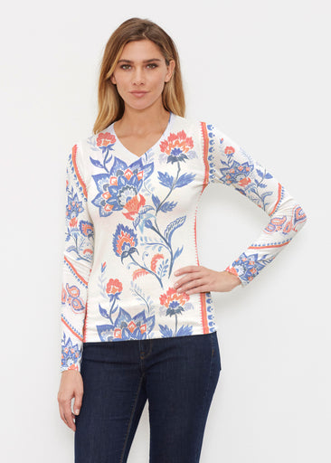 Bohemian Chintz (7847) ~ Butterknit Long Sleeve V-Neck Top