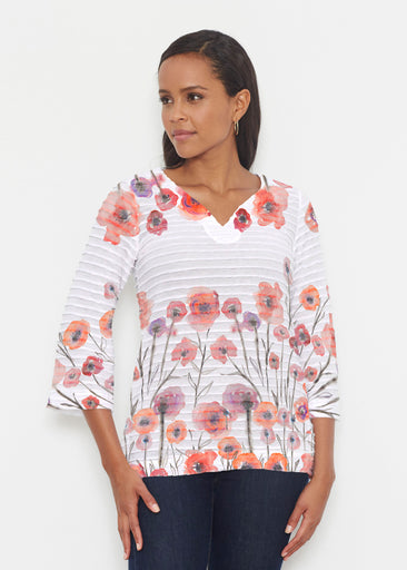 Meadow (7848) ~ Banded 3/4 Bell-Sleeve V-Neck Tunic