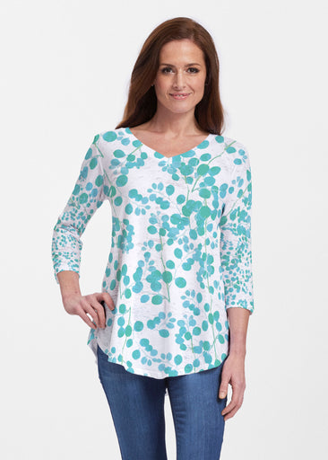 Teal Pome (7863) ~ Signature V-neck Flowy Tunic