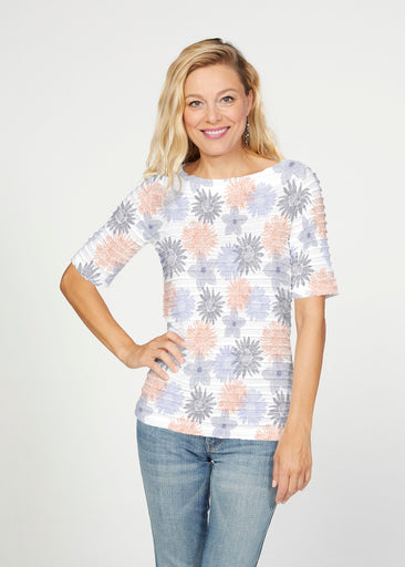 Off The Grid (7881) ~ Banded Elbow Sleeve Boat Neck Top