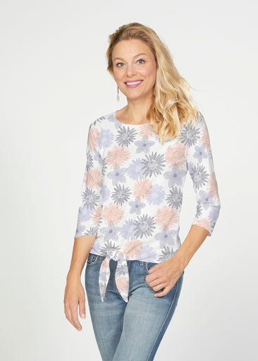 Off the Grid (7881) ~ French Terry Tie 3/4 Sleeve Top
