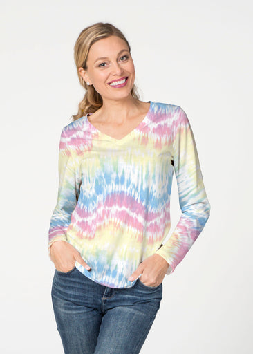 Waves Tie Dye (7896) ~ French Terry V-neck Top