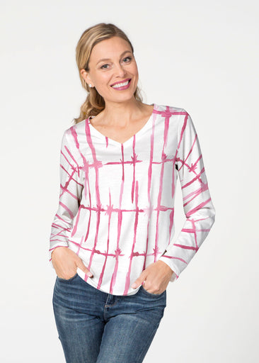 Knotted Pink (7897) ~ French Terry V-neck Top