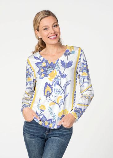 Bohemian Chintz Yellow (7898) ~ French Terry V-neck Top
