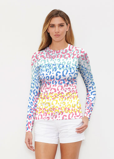 Leopard Ombre Rainbow (7899) ~ Long Sleeve Rash Guard