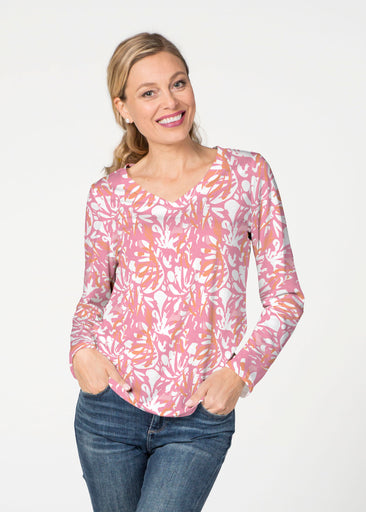 Camouflage Dots Pink (7912) ~ French Terry V-neck Top