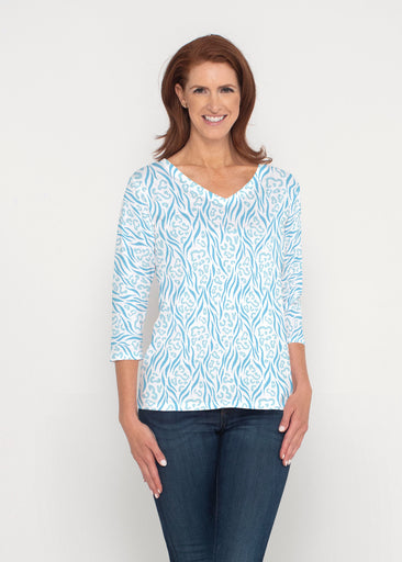 Wild Duo Aqua (7919) ~ Signature 3/4 Sleeve V-Neck Top