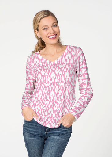 Cosmo Ikat (7933) ~ French Terry V-neck Top