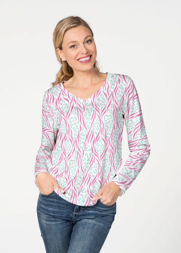 Wild Duo Berry (7937) ~ French Terry V-neck Top