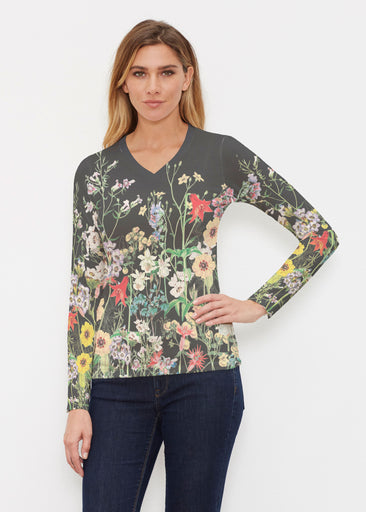 Prairie Black (7971) ~ Butterknit Long Sleeve V-Neck Top