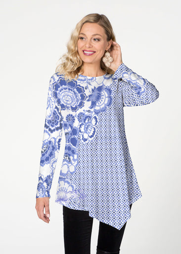Floral Crossing Geo (7973) ~ Asymmetrical French Terry Tunic