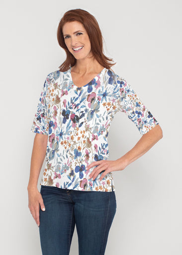 Rossa (8016) ~ Signature Elbow Sleeve V-Neck Top