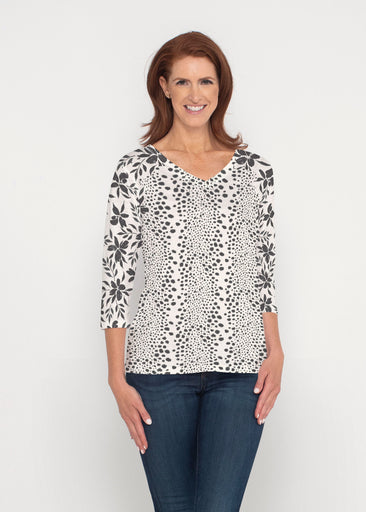 Leopard Rose (8018) ~ Signature 3/4 Sleeve V-Neck Top