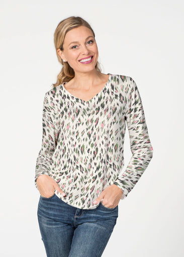 Leopard Bouquet (8019) ~ French Terry V-neck Top