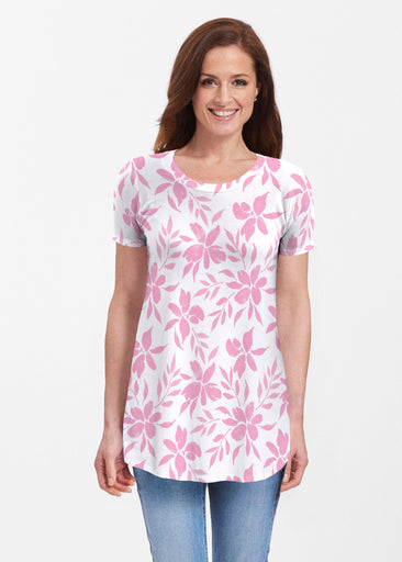 Botanical Pink (8025) ~ Short Sleeve Butterknit tunic